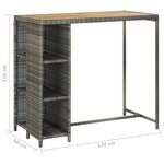 vidaXL Ensemble de bar de jardin 5 Pièces et coussins Résine tressée Gris