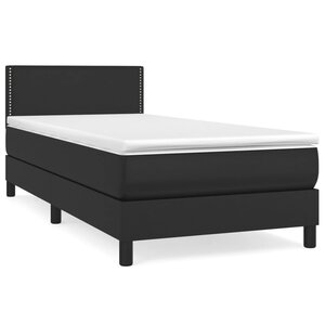 vidaXL Sommier à lattes de lit avec matelas Noir 90x200 cm Similicuir