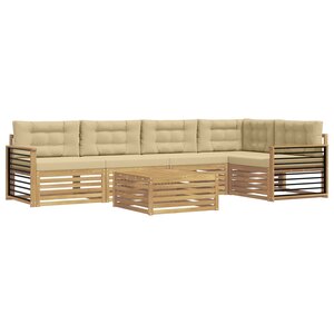 vidaXL Ensemble de canapés d'extérieur 6 pc Blanc et Beige Polyester