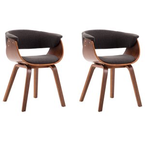 vidaXL Chaises à manger lot de 2 gris bois courbé et tissu
