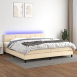 vidaXL Sommier à lattes de lit et matelas et LED Crème 200x200cm Tissu