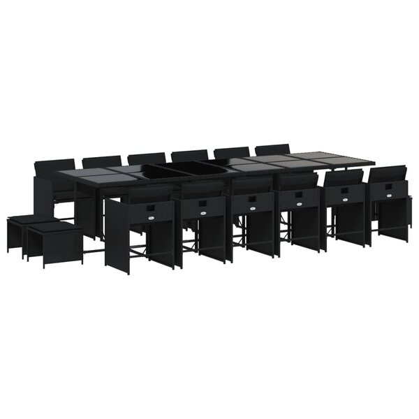 vidaXL Ensemble à manger de jardin 17 Pièces coussins noir résine tressée