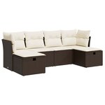 vidaXL Salon de jardin avec coussins 6 Pièces marron résine tressée