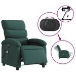 vidaXL Fauteuil de massage inclinable électrique Vert foncé Tissu