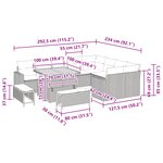 Ensemble de Canapés de Jardin 12 Pièces avec Coussins Noir Rattan PE