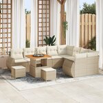 vidaXL Ensemble de Sofa de Jardin 12 Pièces avec Coussins Beige Rotin Poly Acacia