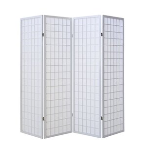 Paravent bois 4 pans Shoji blanc