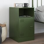 vidaXL Table de chevet vert olive 34 5x39x62 cm acier