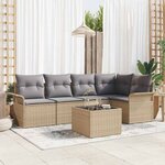 vidaXL Ensemble de canapé de jardin 6 Pièces Beige Poly rotin