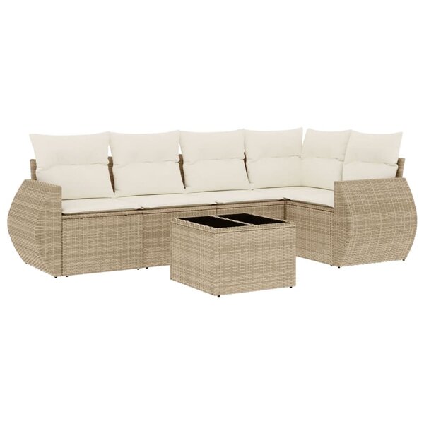 vidaXL Salon de jardin avec coussins 6 Pièces beige résine tressée