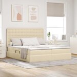 vidaXL Lit de Rangement avec tête de lit Crème 200 x 200 cm Tissu