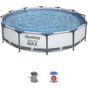 Bestway piscine hors sol steel pro max™ - ronde - diametre 366 x 76 cm  filtre a cartouche