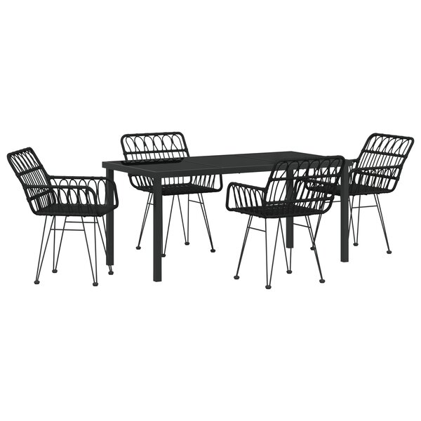 vidaXL Ensemble de Salle à Manger de Jardin 5 Pièces Noir Poly Rotin