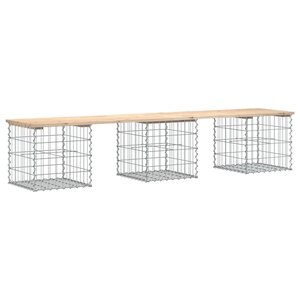 vidaXL Banc de jardin design de gabion 203x44x42 cm bois massif de pin