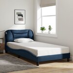 vidaXL Cadre de lit avec LED sans matelas bleu 100x200 cm tissu