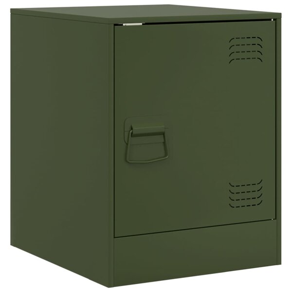 vidaXL Table de chevet vert olive 34 5x39x44 cm acier
