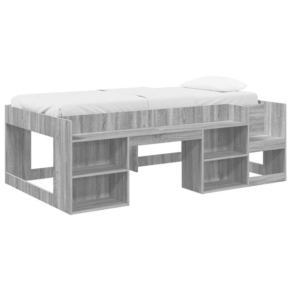 vidaXL Cadre de lit pour enfants avec rangement Sonoma gris