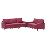 vidaXL Ensemble de canapés 2 Pièces avec coussins Rouge bordeaux Velours