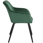 Lot de 6 chaises pieds noir siège de salon cuisine salle à manger design élégant velours vert 08_0000015