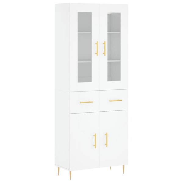 vidaXL Buffet haut Blanc 69 5x34x180 cm Bois d'ingénierie