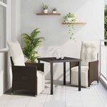 vidaXL Ensemble de salle à manger pour jardin 3 Pièces Marron Poly rotin