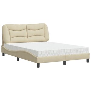 vidaXL Lit avec matelas Hvar crème 120x200 cm tissu