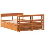vidaXL Cadre de lit sans matelas cire marron 135x190cm bois pin massif