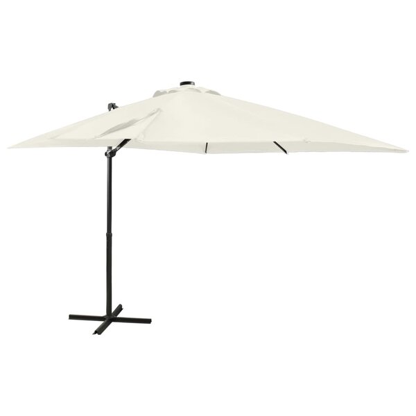 vidaXL Parasol déporté avec mât et lumières LED Sable 250 cm