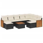 vidaXL Salon de jardin 10 Pièces avec coussins noir résine tressée