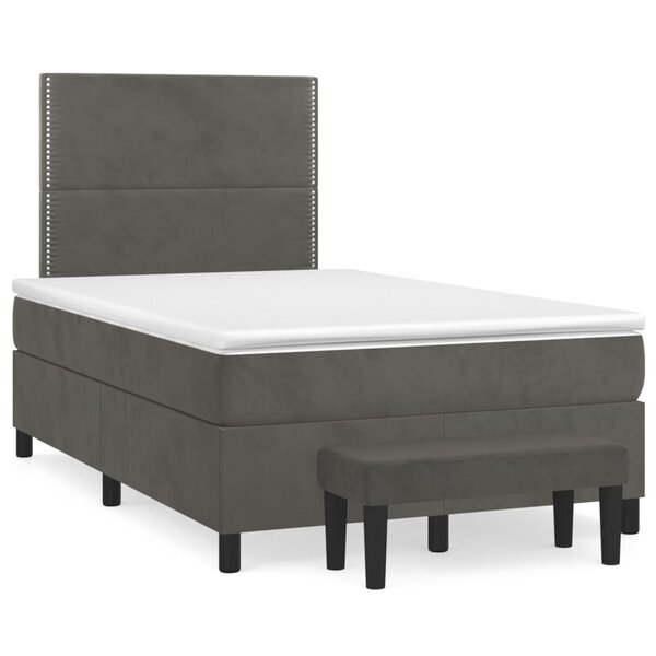vidaXL Sommier à lattes de lit et matelas Gris foncé 120x200cm Velours
