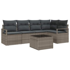 vidaXL Ensemble de canapé de jardin 6 Pièces Gris clair polyrotin