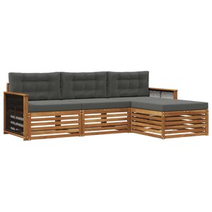 vidaXL Ensemble de canapés d'extérieur 4 pc Naturel et Anthracite
