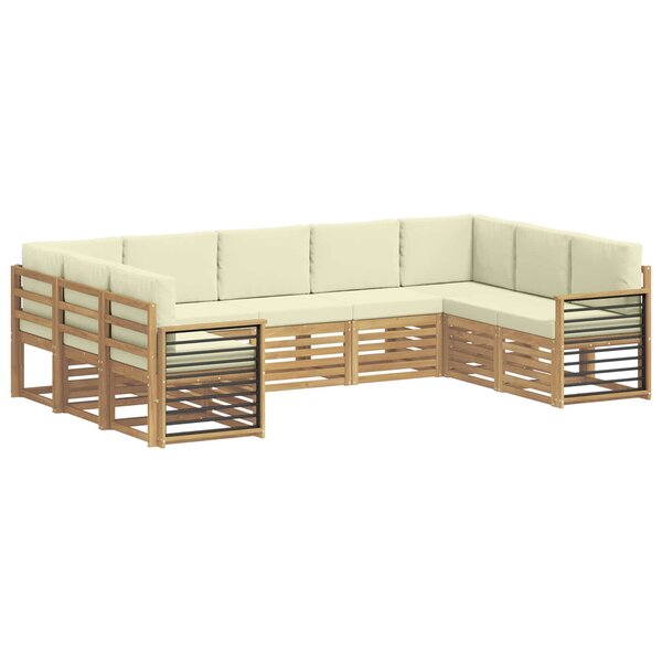 vidaXL Ensemble de canapés d'extérieur 9 pc Blanc et crème Polyester