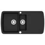 vidaXL Évier de cuisine en granit Double bac Noir