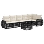 vidaXL Ensemble de canapé de jardin 7 Pièces Noir et blanc crème