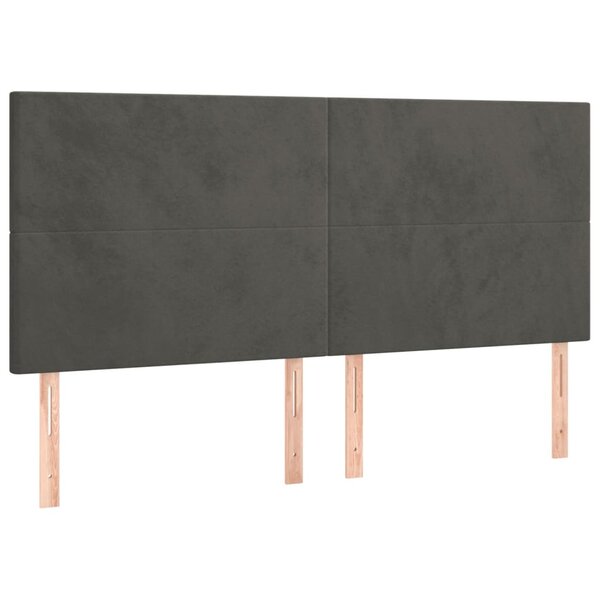 vidaXL Têtes de lit 4 Pièces Gris foncé 80x5x78/88 cm Velours