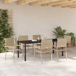 vidaXL Ensemble de salle à manger pour jardin 7 Pièces Beige polyrotin