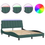 vidaXL Cadre de lit avec lumières LED vert foncé 140x200 cm velours