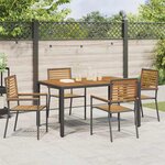 vidaXL Ensemble de salle à manger pour jardin 5 Pièces Noir