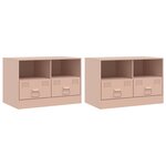 vidaXL Meubles TV 2 Pièces rose 67x39x44 cm acier