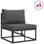 vidaXL Ensemble de canapé de jardin avec coussin 7 Pièces Noir Aluminium