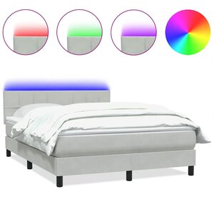 vidaXL Sommier à lattes de lit et matelas et LED gris clair 140x210cm velours