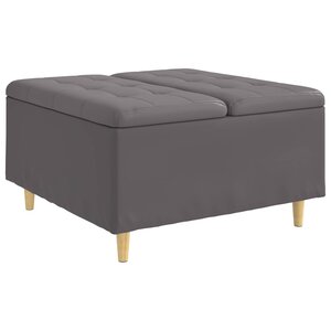 vidaXL Pouf de rangement avec coussin Gris 80 x 80 x 45 cm Simili cuir