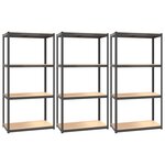 vidaXL Étagères à 4 niveaux 3Pièces Anthracite Acier et bois d'ingénierie