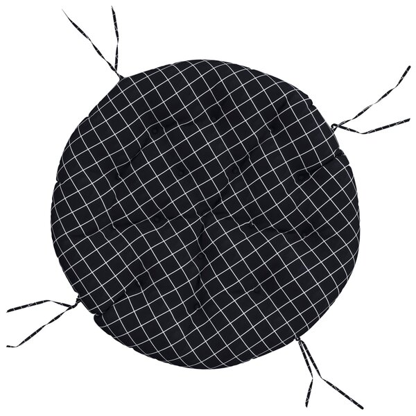 vidaXL Coussin rond motif à carreaux noir Ø 100 x11 cm tissu oxford