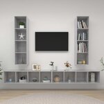vidaXL Meubles TV muraux 4 Pièces Gris béton Bois d'ingénierie