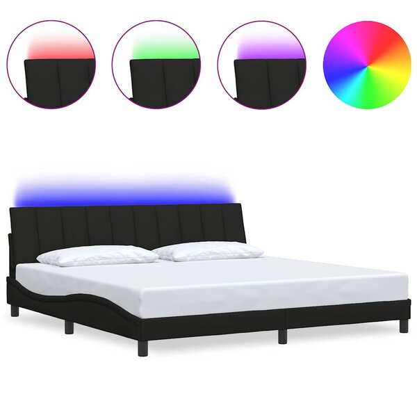 vidaXL Cadre de lit sans matelas noir 200x200 cm tissu