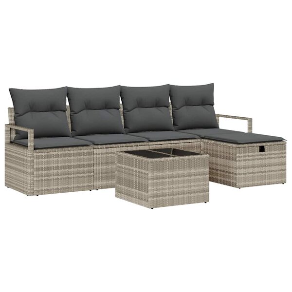 vidaXL Ensemble de Canapés avec coussin 6 Pièces Gris clair polyrotin