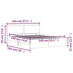 vidaXL Cadre de lit avec tête de lit sonoma gris 140x190 cm