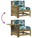 vidaXL Canapé de jardin accoudoir avec coussin bois de pin imprégné